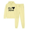 thumbnail image 2 of ibuvkizy Sweatsuits Women 2 Piece Outfit!Outfits Men's and Women's Sports Tracksuits Long Sleeve Pullover Hoodies Sweatshirt Loose Coat and Sweatpants Fall Winter Suit Yellow,S, 2 of 7
