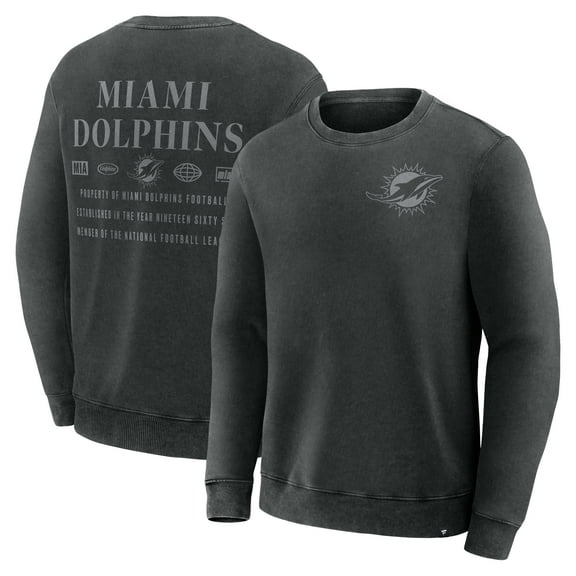 Men's Fanatics Black Miami Dolphins Deep Route Pullover Sweatshirt