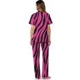 thumbnail image 3 of TSOVTHRID Pink Zebra Stripes Print Women's Pajama Sets Notch Collar Loungewear with Long Pants Button Down Sleepwear, Size M, 3 of 7
