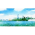 thumbnail image 2 of James, Nola 14x9 Gold Ornate Wood Framed with Double Matting Museum Art Print Titled - Watercolor NYC Skyline I, 2 of 4