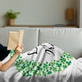 thumbnail image 3 of St. Patrick's Day Soft Flannel Fleece Throw Blanket, Clover Wreath Shamrock Luck of the Irish Text, Cozy Plush for Indoor and Outdoor Use, 70" x 90", Lime Green Forest Green, by Ambesonne, 3 of 5