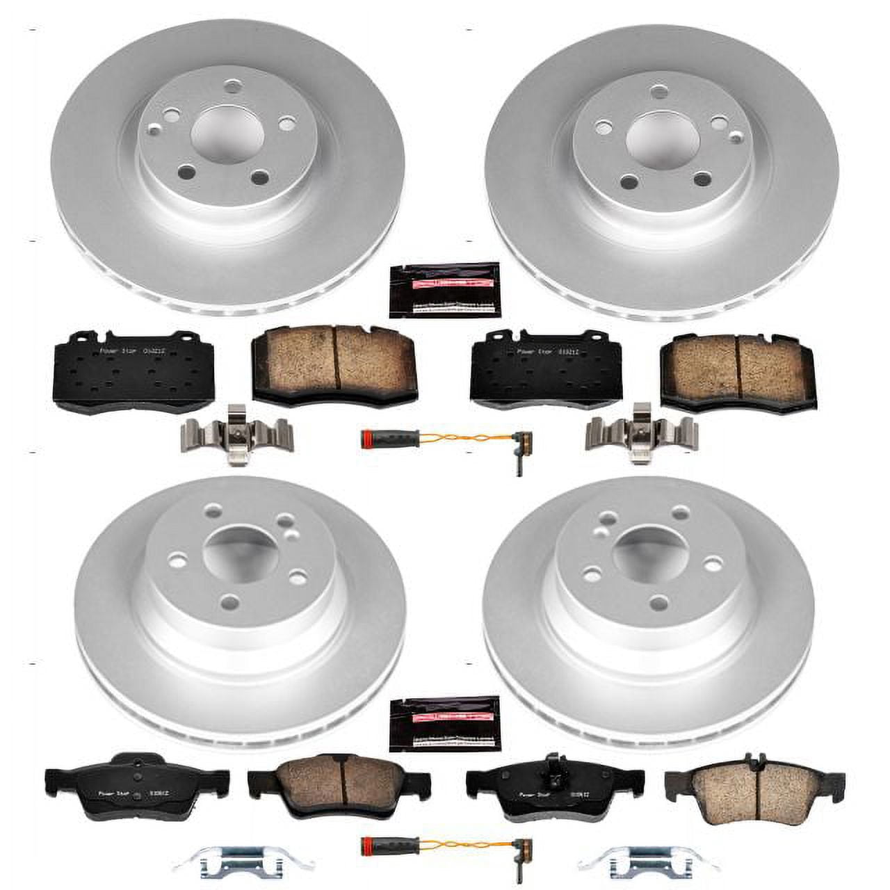PowerStop Front and Rear Geomet Coated Brake Rotor and Pad Kit Fits: MERCEDES-BENZ Select Models CRK6600