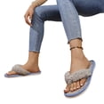 thumbnail image 4 of NexTorq Thong Slippers for Women Flip Flop Slippers House Slippers With Cozy Textured Fleece Upper Fuzzy Plush Lining Open Toe Comfortable Slip On Lightweight Indoor Bedroom Home Shoes Ladies, Gray, 4 of 6
