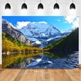 thumbnail image 4 of Fondos de fotografía de paisajes naturales con cielo azul, nubes blancas, montañas, árboles y ríos para bebés, 4 of 5