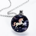 thumbnail image 2 of Starry Unicorn Elegant Glass Circular Pendant Necklace - Handcrafted Jewelry for Women, 2 of 5
