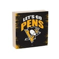 thumbnail image 2 of Pittsburgh Penguins 6" Square Fan Chant Wood Block Shelf Sign, 2 of 3