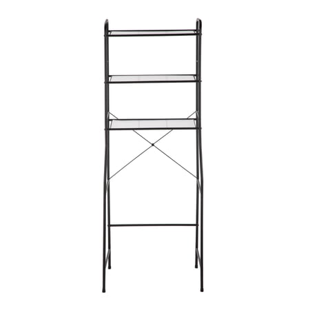 MAINSTAYS OVER-THE-TOILET STEEL STORAGE UNIT WITH 3 SHELVES AND LINERS, MATTE BLACK