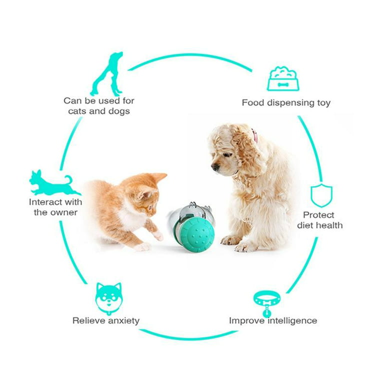SWENTER Automatic Pet Slow Feeder Treat Ball, Cat Dog Toy for Pet Increases  IQ Interactive, Adjustable Dog Treat Dog Ball Dispensing Dog Toys（Green）
