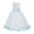 thumbnail image 2 of Ekidsbridal Girl Ballroom Flower Girl Dress - Lace Heart Cutout White Tulle with Petals 185T-A (Size: M-12), 2 of 3