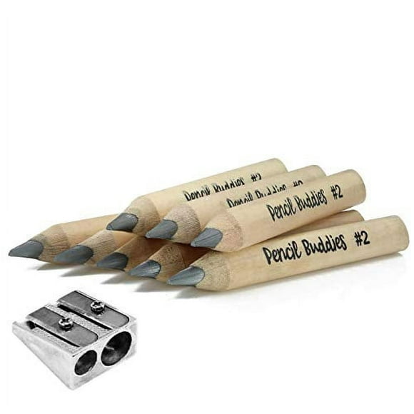 Crayons Courts pour Débutants, Tout-Petits et Préscolaires, Crayons Triangulaires Jumbo pour Enfants, 5MM Fat-Core, Taille-Crayon Inclus, Lot de 8 (Bois Naturel)