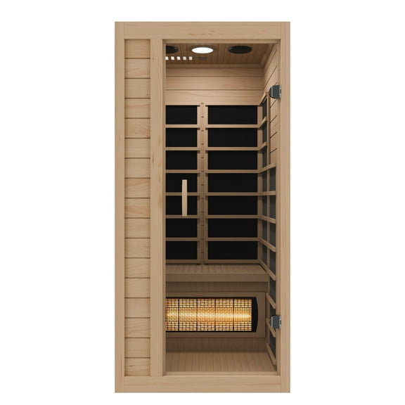 Lucia 1- Person Indoor Hemlock Wooden Carbon FAR Infrared Home Sauna Room with LED Touch Control Panel and Heater