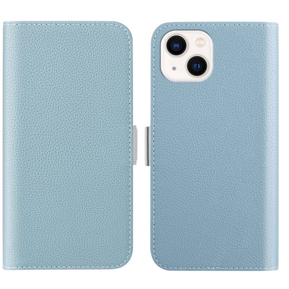 Case For iPhone 15,Decase PU Leather Magnetic Clasp Wallet Full Body Phone Cover Lychee Texture Candy Color Elegant Style Shockproof Slim Shell,for iPhone 15 6.1" - Blue