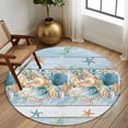 thumbnail image 2 of Round Area Rug 7 Ft, Blue Beach Coastal Washable Non-Slip Circle Carpet for Living Room/Bedroom, Nautical Shell Starfish Coral Summer Low-Profile Large Runner Mat Collection Rugs for Indoor, 2 of 8