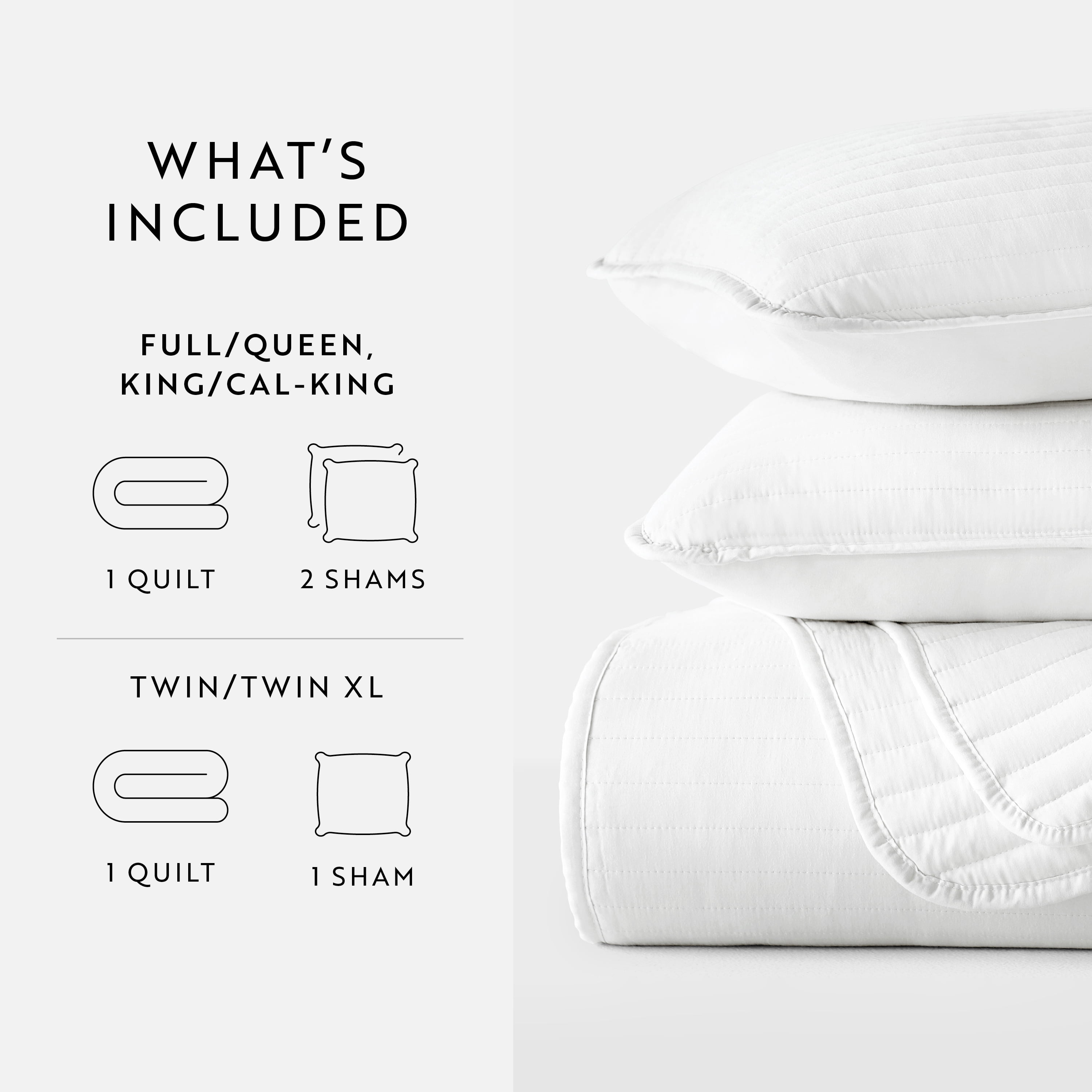 Wrinkle Resistant All Season Quilt Set Coverlet White Striped Stitched for King Size Bedding by Comfort Canopy