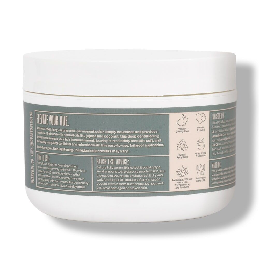 oVertone Color Depositing Semi-Permanent Hair Dye Conditioner - 8 oz For All Hair Types  & Color-Treated Hair, Moisturizing Shea Butter & Coconut Oil - Vegan & Cruelty-Free, Stormy Sterling