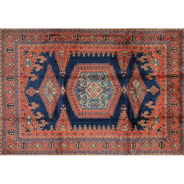 Ahgly Company Tapis Rectangulaire Traditionnel Rouge Safran Lavable en Machine, 5 Pieds x 8 Pieds