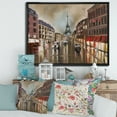 thumbnail image 2 of Quiet Rainy Street In Gray Eiffel Tower Paris 32 in x 16 in Framed Painting Canvas Art Print, by Designart, 2 of 5