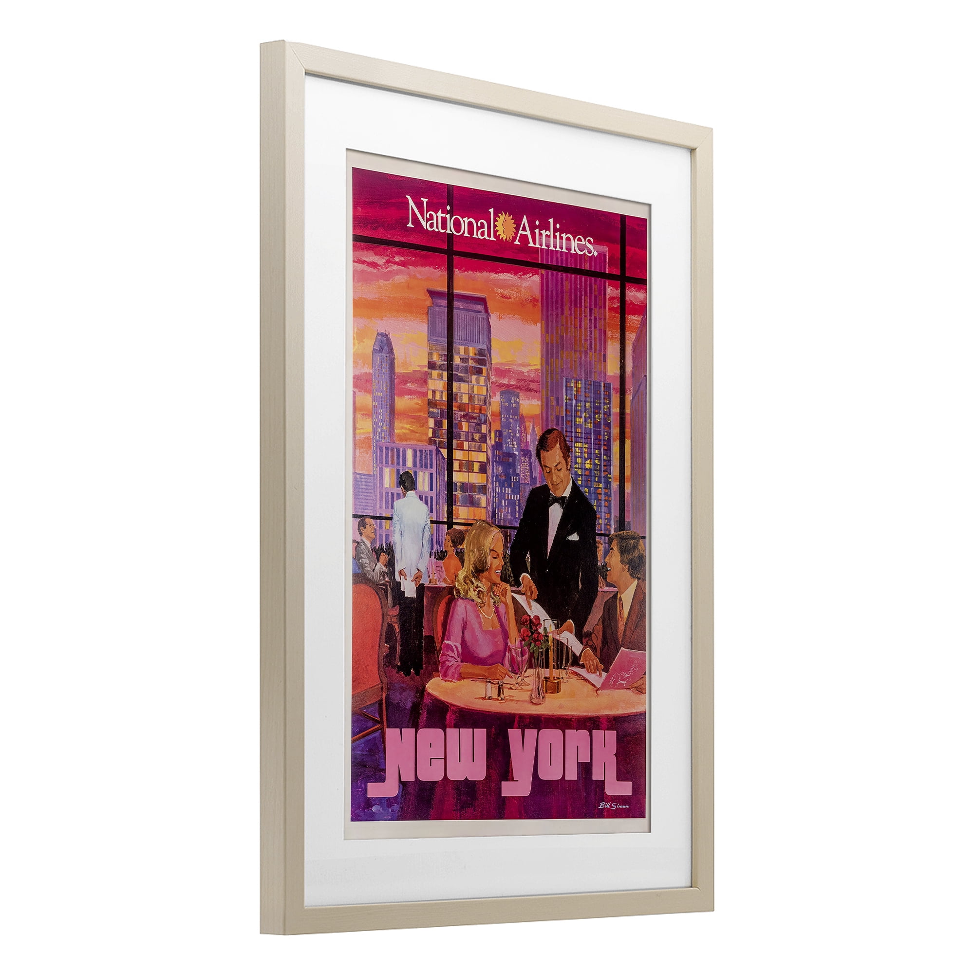 Stupell Industries Vintage New York Dining Birch Framed Print Under Glass, design by Vintage Posters