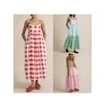 thumbnail image 4 of Yunliwuli Women Cami Dress Plaid/Print V-Neck Spaghetti Straps Sleeveless Backless A-line Dress Long Dress, 4 of 10