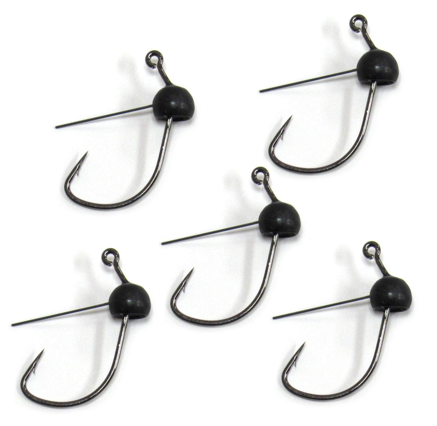 Harmony Fishing Tungsten Weedless Wacky Jigheads 5 Pack, Black