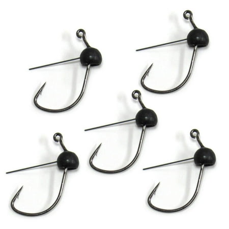 Harmony Fishing - Tungsten Weedless Wacky Jigheads 5 Pack Black [Finesse jig Heads for Wacky Worms/senkos] 1/8 oz 5 Pack