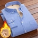 thumbnail image 1 of pstuiky camisa de manga larga para hombre, Camisa informal de manga larga con solapa y botones para hombre, color liso, a la moda, con forro polar camisetas de hombre xxl, 1 of 6