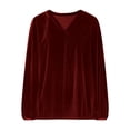 thumbnail image 3 of Plcasen Womens Velvet Tops V Neck Long Sleeve Fall Winter Trendy Dressy Casual Loose Tunic Shirts, 3 of 7