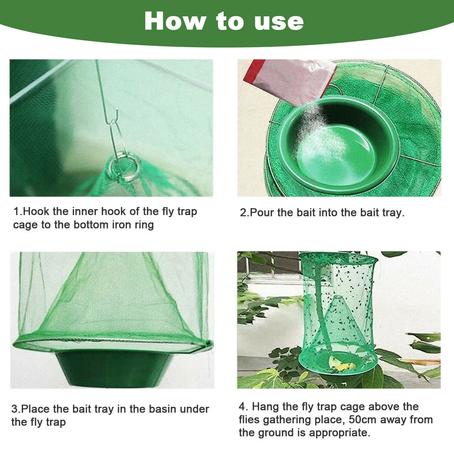 Lohoms Ranch Fly Traps, 10 Packs Outdoor Fly Trap Catcher Killer Bug Pest Cage Net, Reusable Hanging Fly Trap, For Horses