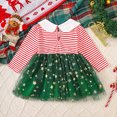 thumbnail image 4 of THDHVS Dresses for Girls,Toddler Girls Christmas Striped Mesh Dress Long Sleeve Round Neck Midi Length,Girls Long Sleeve Dress 18-24 Months, 4 of 8