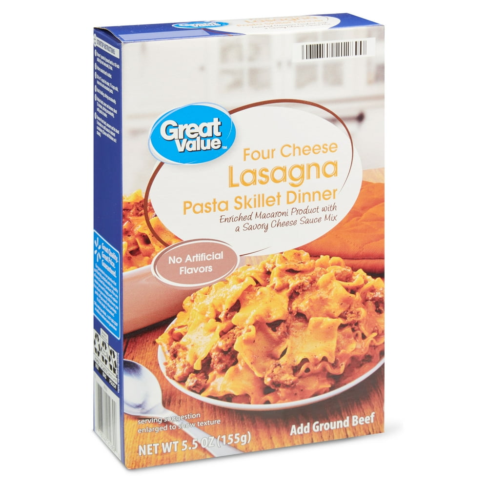 Great Value Four Cheese Lasagna Pasta Skillet Dinner, 5.5 oz Walmart