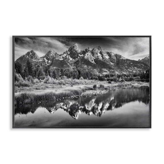 Stupell Industries Teton Mountain Reflections Black Framed Giclee Art, design by Rick Berk