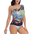 thumbnail image 3 of Haiem Spring Flower Seasonal Women's One Piece Swimsuits Tummy Control One Shoulder Bathing Suits Ruffle Swimwear-X-Large, 3 of 8