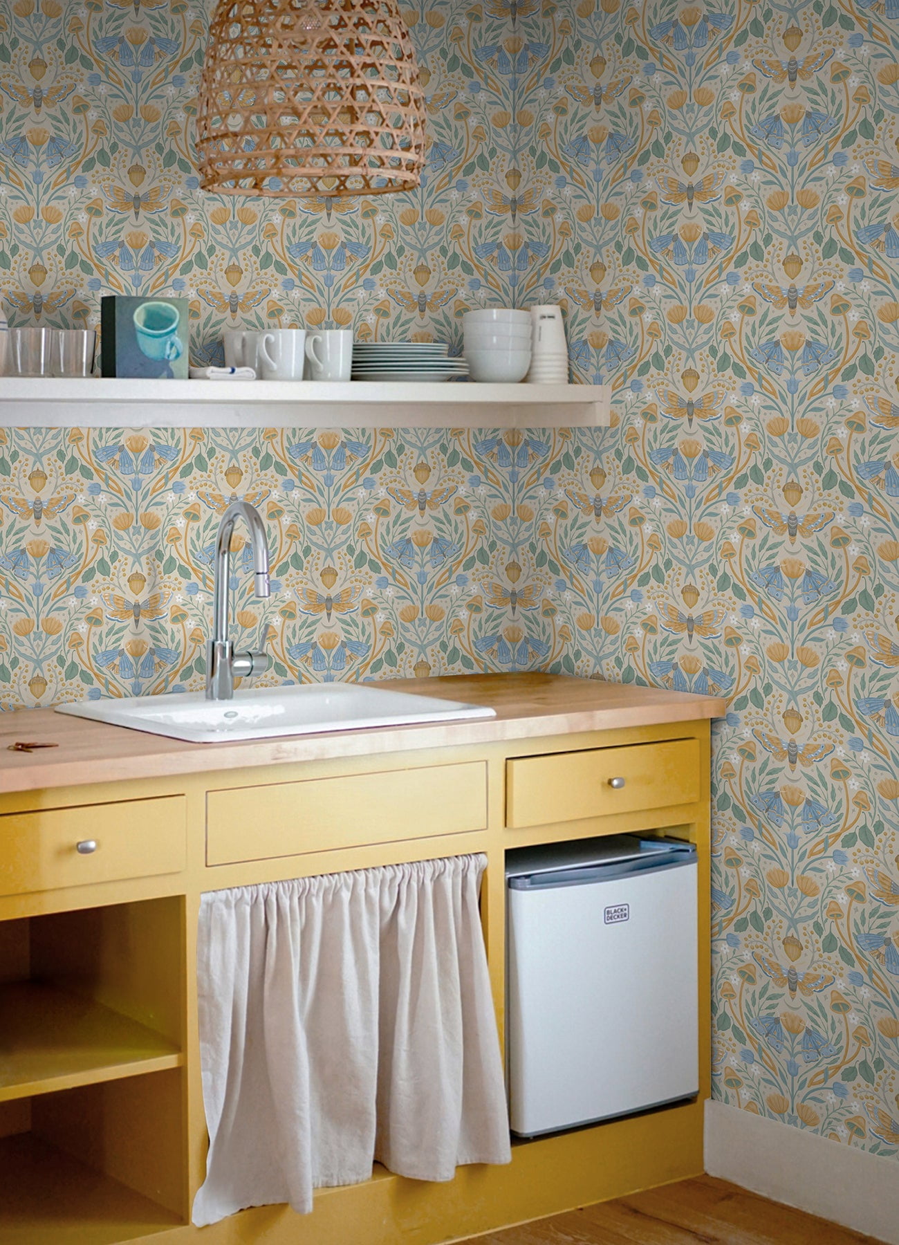 RoomMates Enchanted Forest Damask Black Peel and Stick Wallpaper, 1 roll