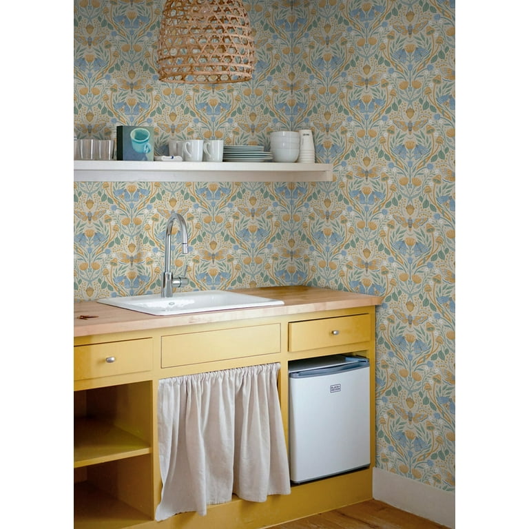 RoomMates Enchanted Forest Damask Black Peel and Stick Wallpaper, 1 roll