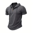 thumbnail image 5 of Men's T Shirt Summer Slim Fitness Hooded Short-Sleeved Tees Male Lightweight Hoodie Fitness Breathable Sports Tops, 5 of 10