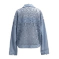 thumbnail image 5 of Unir Women Oversized Floral Lace Patchwork Cropped Denim Jacket Collared Button Up Casual Outer Coat 1PC S-XXL, 5 of 6