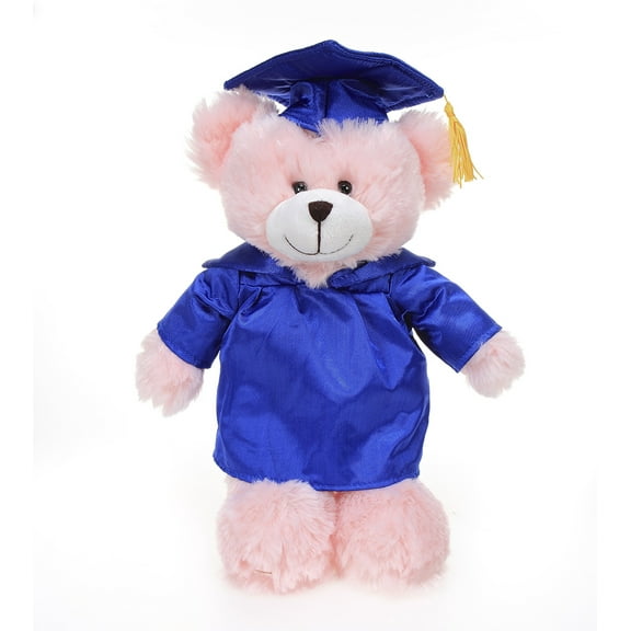 Made by Aliens Personalized Pink Bear Stuffed Animal Plush Toy – Perfect Gift for Graduation Name or Your School Logo on Gown, Best for Any Grad School Kids 12 Inches