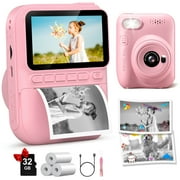 Instant Print Camera for Kids, 3.0" HD 1080P Digital Video Instant Camera for Boys & Girls Age 3-12 Birthday Gifts - Pink