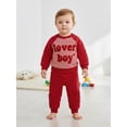 thumbnail image 4 of BemeyourBBs Toddler Baby Boy Girl Valentines Day Outfits Lover Boy Letter Long Sleeve Pullover Sweatshirt Tops Stripe Pants Set Spring Fall Winter Clothes, 4 of 9