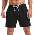 thumbnail image 2 of Men's Summer Cotton Linen Shorts Vintage Loose Fit Drawstring Short Mens Casual Solid Elastic Waist Lightweight Breathable Short Pant, 2 of 8
