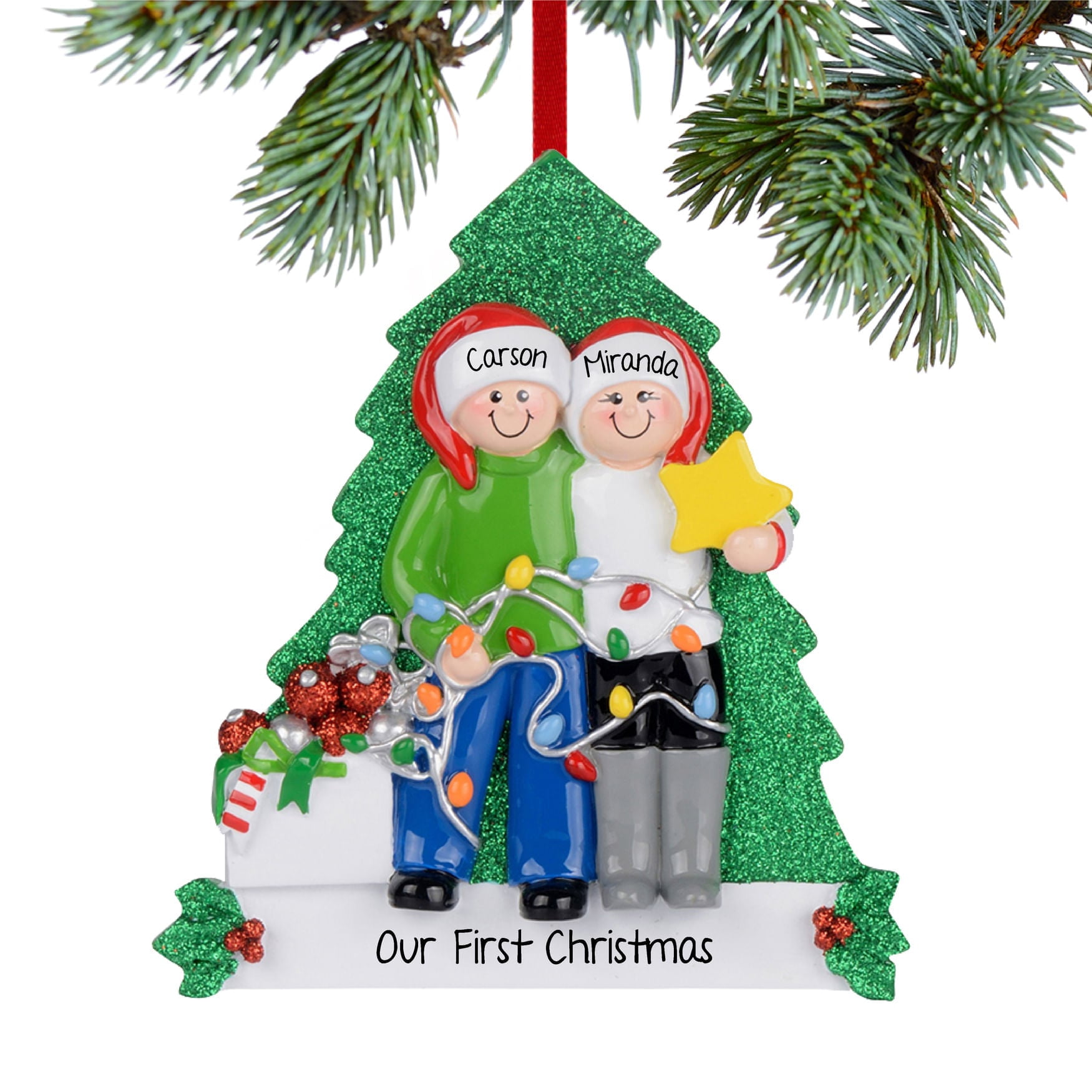 Our First Christmas Together Personalized Wood Ornament Set