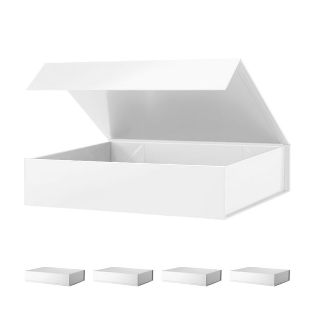 PKGSMART 5 Gift Boxes, White Shirt Gift Boxes with Lids for