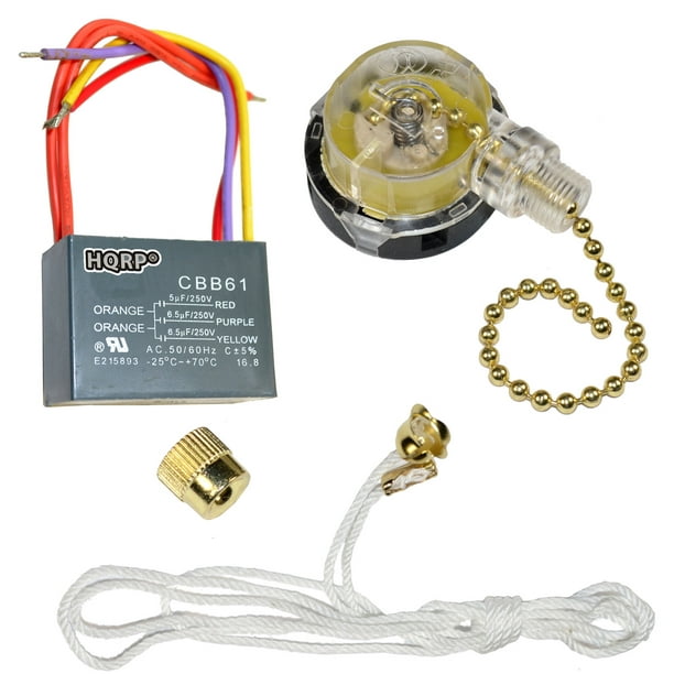 Hqrp Kit Ceiling Fan Capacitor Cbb61, Yellow Ceiling Fan Wire
