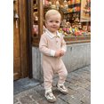thumbnail image 5 of Cjfdfy Cute Baby Boy Spring Fall Winter Clothes Bewborn Baby Boy Going Home Outfit 0 3 6 12 18 Months Textured Collared Romper Long Sleeve Half Button-up One Pieces Jumpsuit, 5 of 9