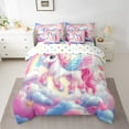 thumbnail image 2 of Manfei Chic Unicorn Bedding Sets Twin Size,Colorful Rainbow Clouds Comforter Sets with Sheets,3D Heart Pattern Bed in a Bag Twin Size,Super Cozy Bedroom Decor Reversible,7-Piece, 2 of 7