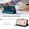 thumbnail image 5 of Crossbody Strap Case for Samsung Galaxy Note 9 Wallet PU Leather Elegant Diamond Patterned Credit Card Holder Full Body with Wrist Lanyard Strap Soft TPU Bumper Magnetic Closure Phone Cover,Green, 5 of 10