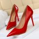 thumbnail image 3 of Zapatos de tacón alto para mujer, de moda, minimalistas, delgados, brillantes, de charol, de corte bajo y puntiagudos, para mujer, 3 of 5