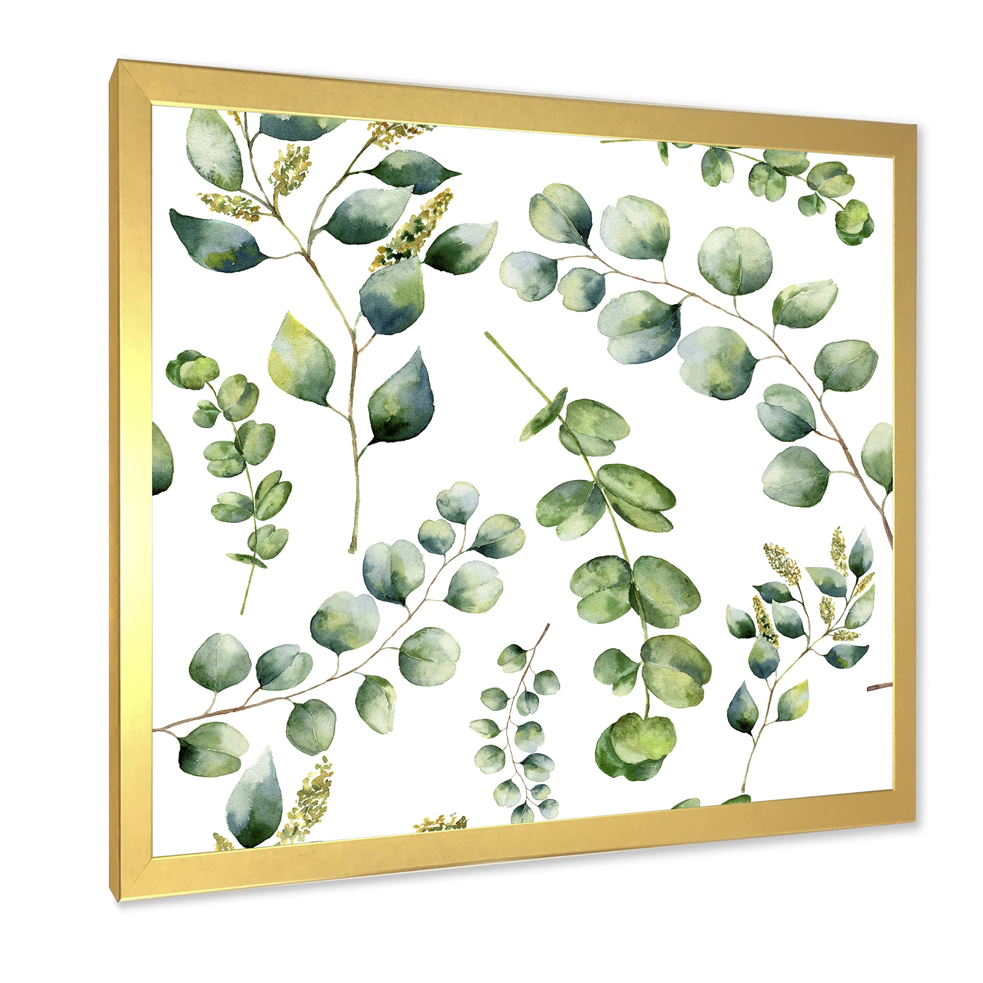 Designart 'Green Eucalyptus Plant Branches III' Traditional Framed Art Print
