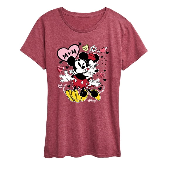 Disney - Mickey Minnie Heart - Women's Short Sleeve Graphic T-Shirt