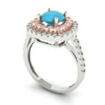 thumbnail image 2 of 1.615 ct Round Cut Simulated Turquoise Solitaire with Simulated Diamond Accents 14K White/Rose Gold Womens Engagement Ring, 2 of 5